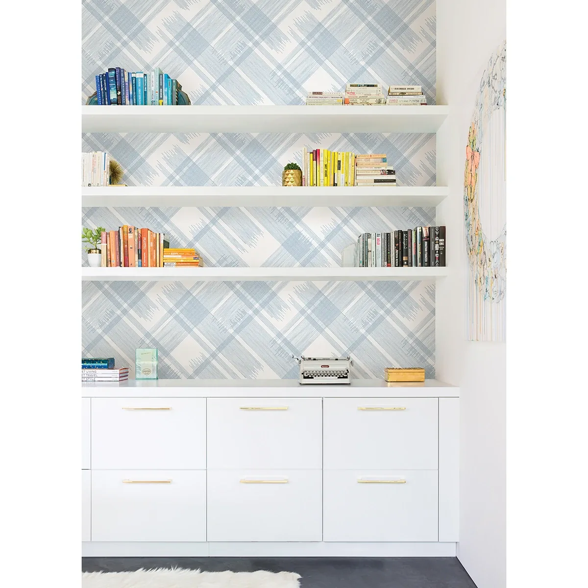 A-Street Prints Zag Blue Modern Plaid Wallpaper - SKU 2973-90705