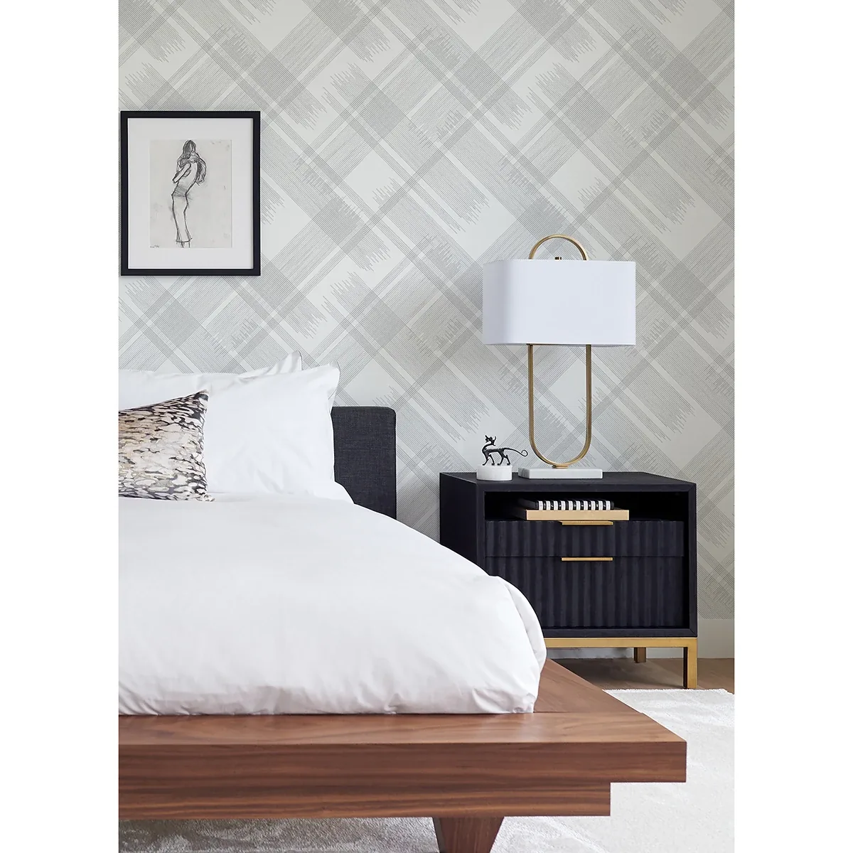 A-Street Prints Zag Grey Modern Plaid Wallpaper - SKU 2973-90704