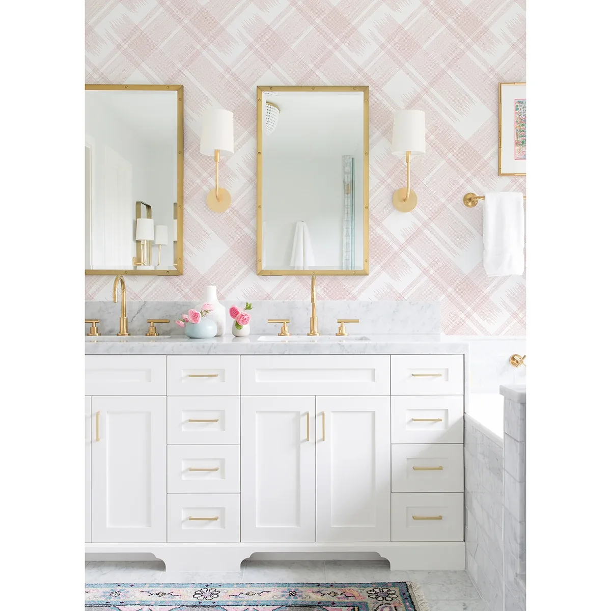 A-Street Prints Zag Pink Modern Plaid Wallpaper - SKU 2973-90702