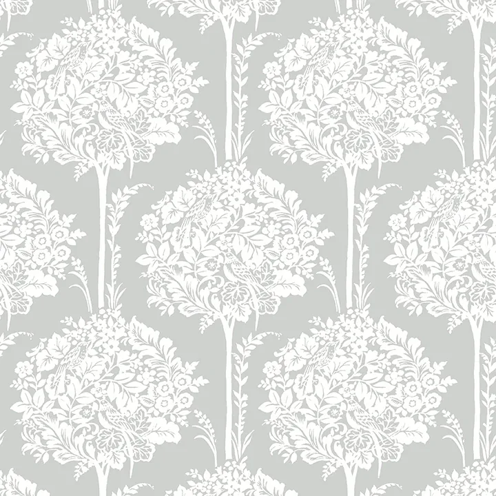 4074-26625 | Zaria Grey Topiary Wallpaper