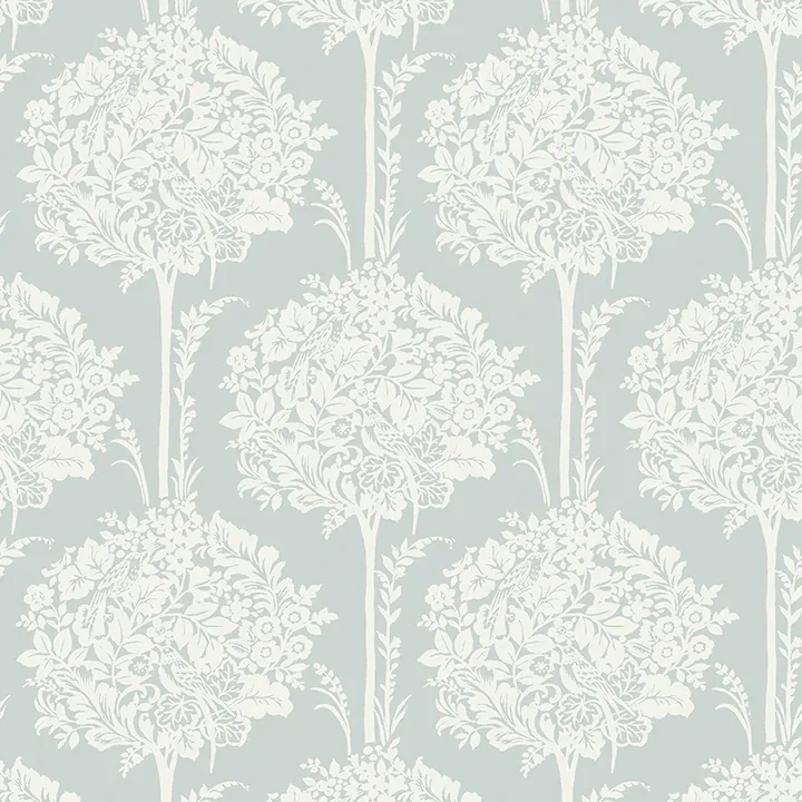 4074-26622 | Zaria Light Blue Topiary Wallpaper
