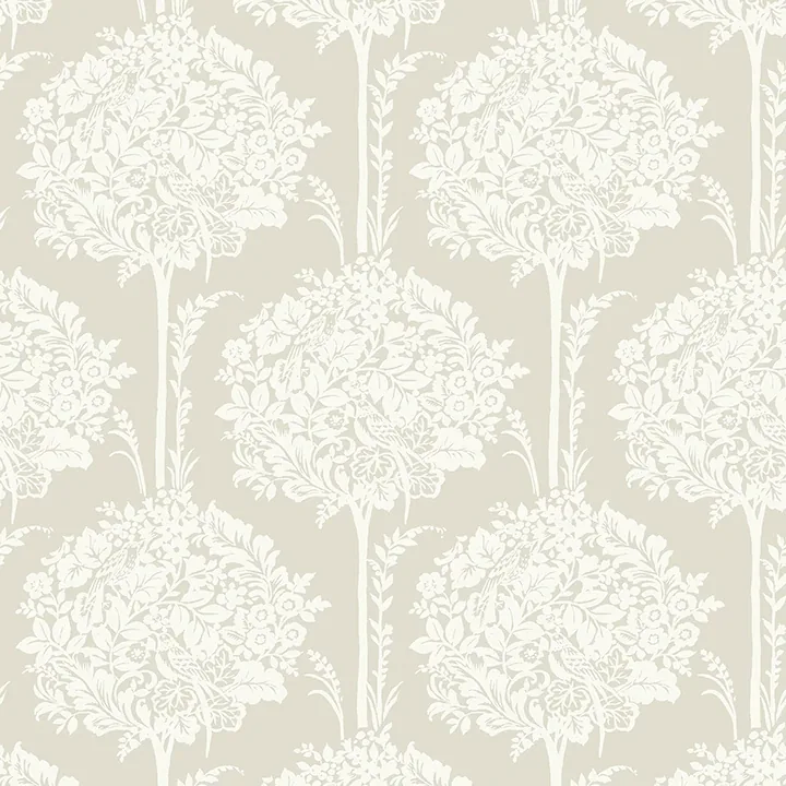 4074-26626 | Zaria Taupe Topiary Wallpaper