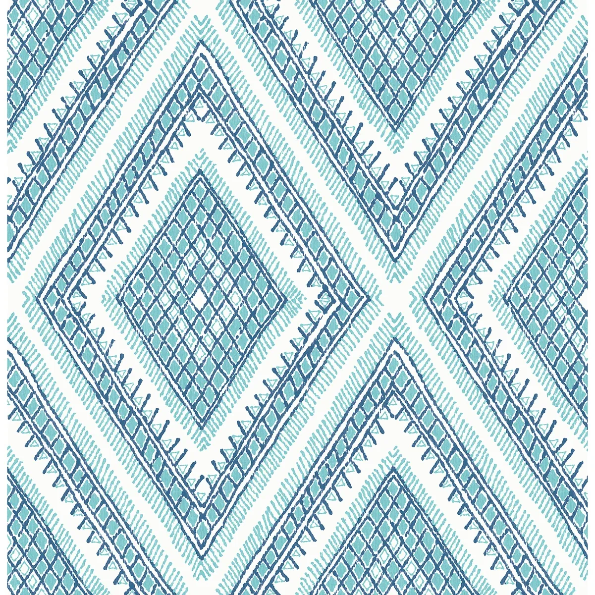 2969-26013 | Zaya Blue Tribal Diamonds Wallpaper
