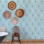 A-Street Prints Zaya Blue Tribal Diamonds Wallpaper - SKU 2969-26013