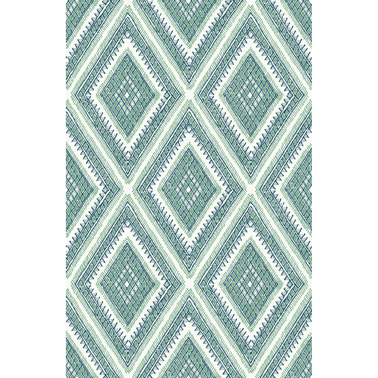 2969-26016 | Zaya Green Tribal Diamonds Wallpaper