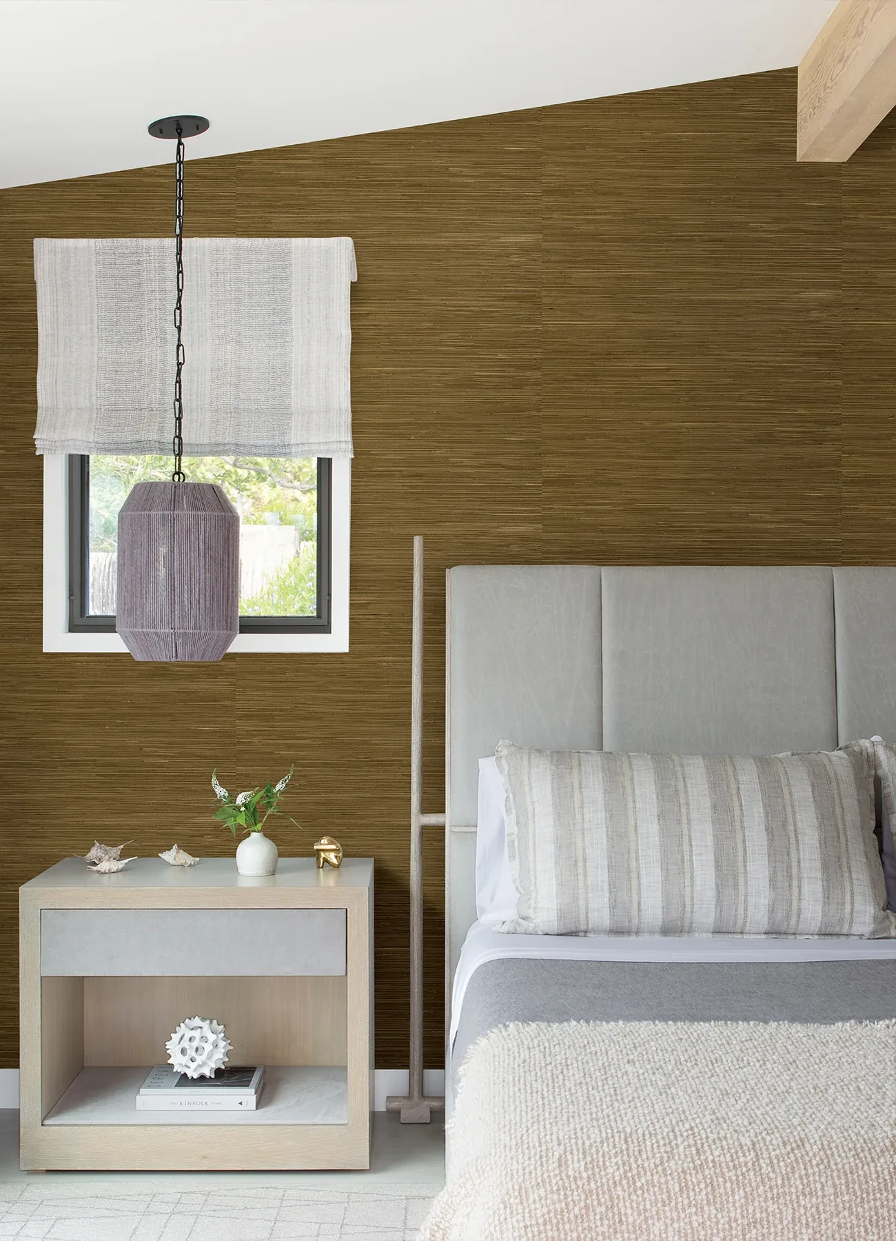 A-Street Prints Zhilan Brown Grasscloth Wallpaper - SKU 2923-88046