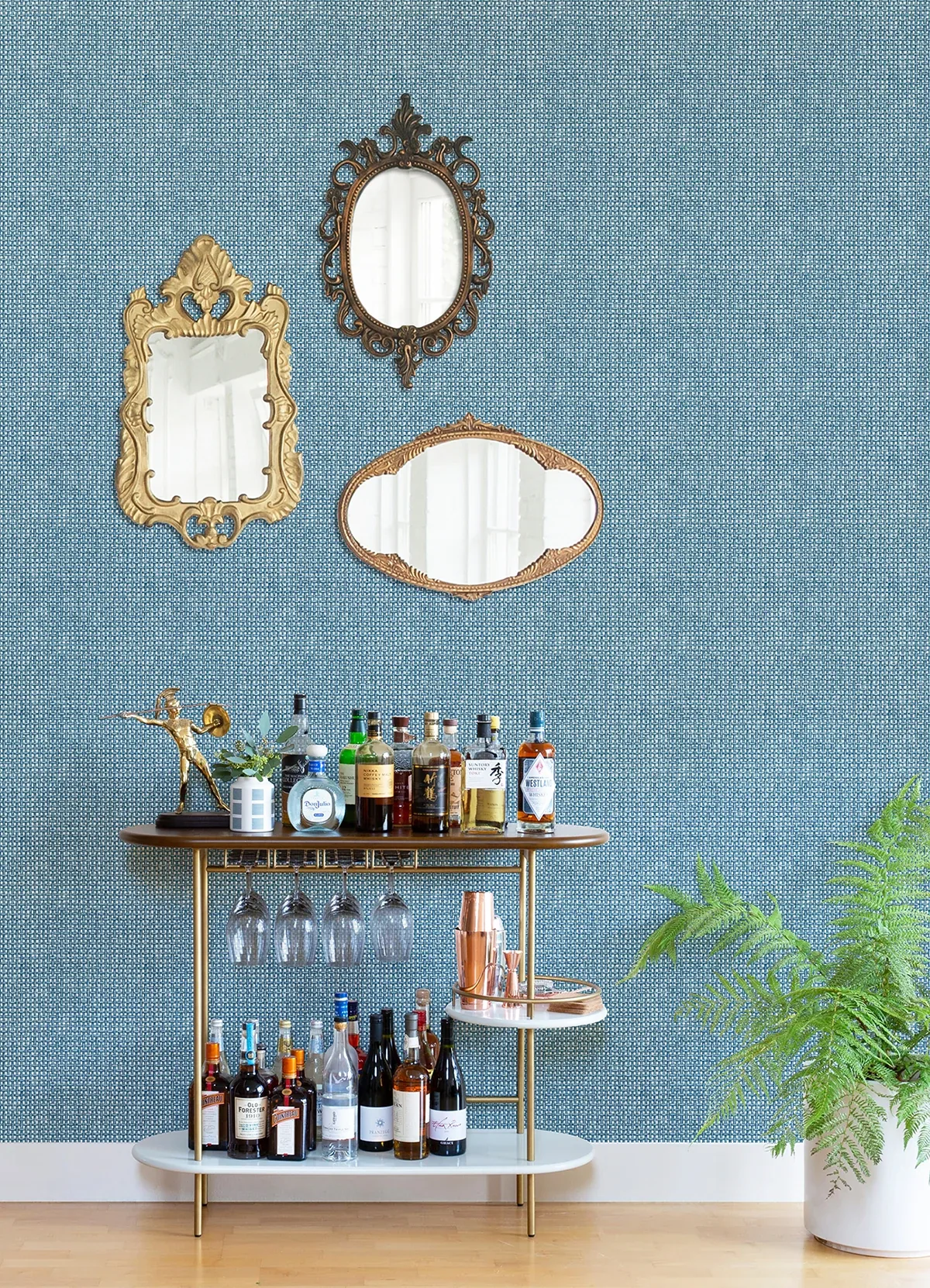 A-Street Prints Zia Blue Basketweave Wallpaper - SKU 4014-26442