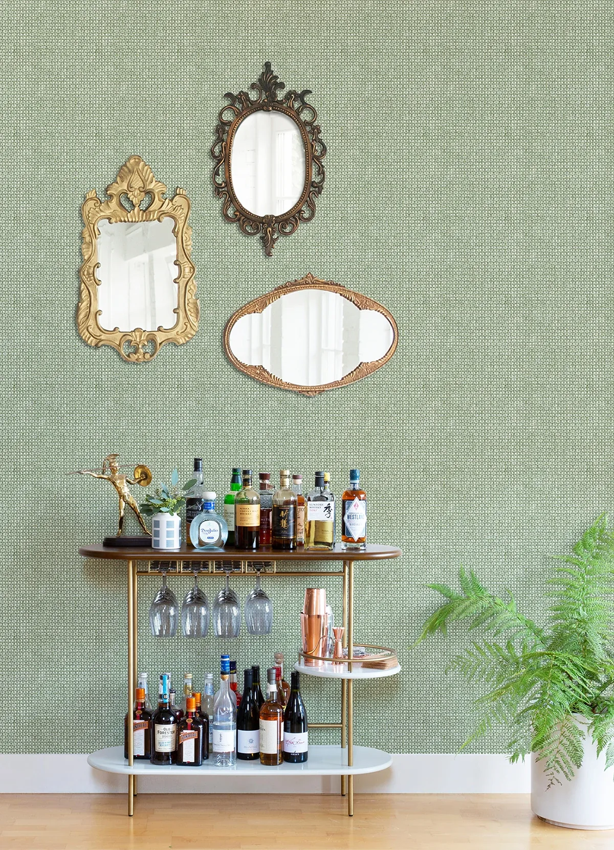 A-Street Prints Zia Green Basketweave Wallpaper - SKU 4014-26438