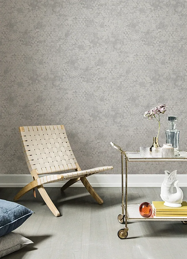 A-Street Prints Zilarra Light Grey Abstract Snakeskin Wallpaper - SKU 4105-86616