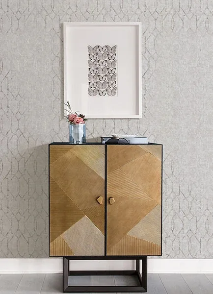 A-Street Prints Ziva Platinum Metallic Trellis Wallpaper - SKU 2976-86452