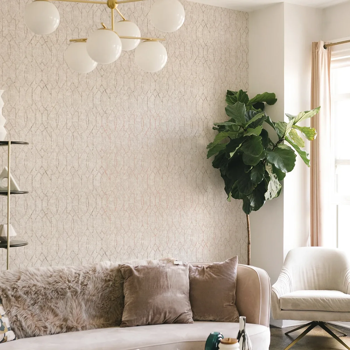 A-Street Prints Ziva Rose Gold Trellis Wallpaper - SKU 4019-86451