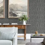 A-Street Prints Ziva Silver Metallic Trellis Wallpaper - SKU 2976-86447