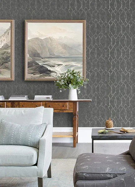 A-Street Prints Ziva Silver Metallic Trellis Wallpaper - SKU 2976-86447