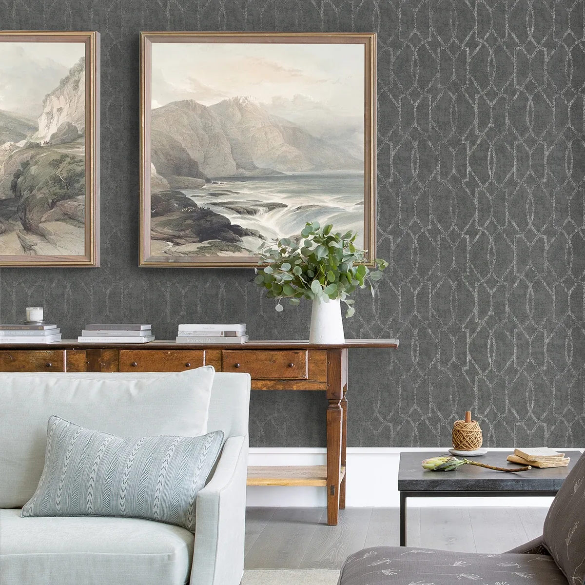 A-Street Prints Ziva Silver Trellis Wallpaper - SKU 4019-86447