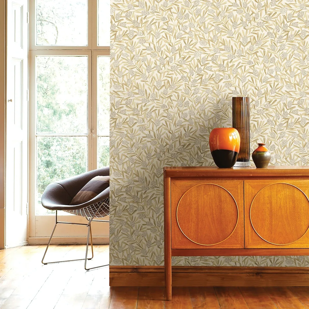 A-Street Prints Zulma Gold Decorative Botanical Wallpaper - SKU 2970-26103
