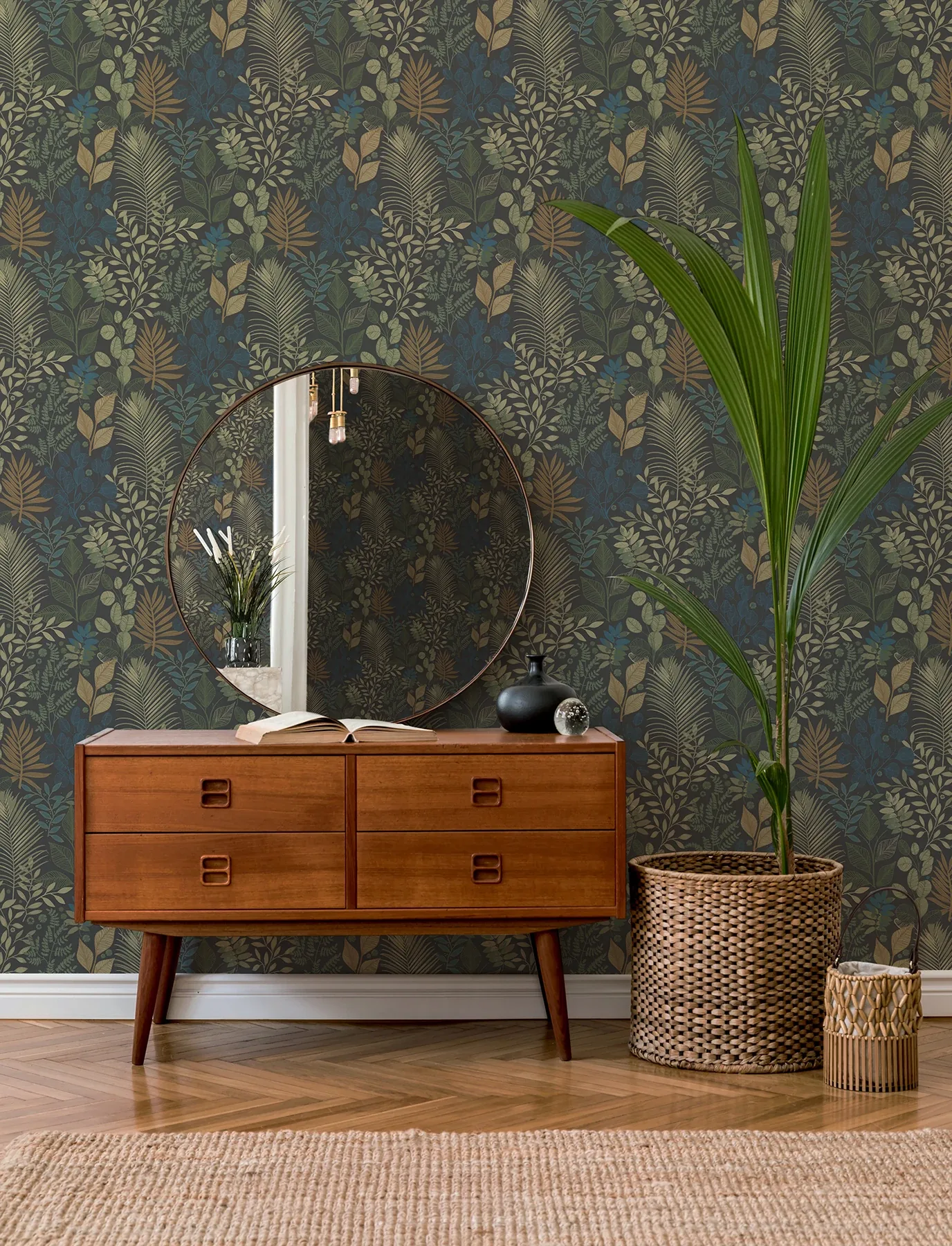 A-Street Prints Ängslycka Charcoal Forest Botanicals Wallpaper | Wallpaper Twins A-Street Prints Ängslycka Charcoal Forest Botanicals Wallpaper - SKU 4201-20105