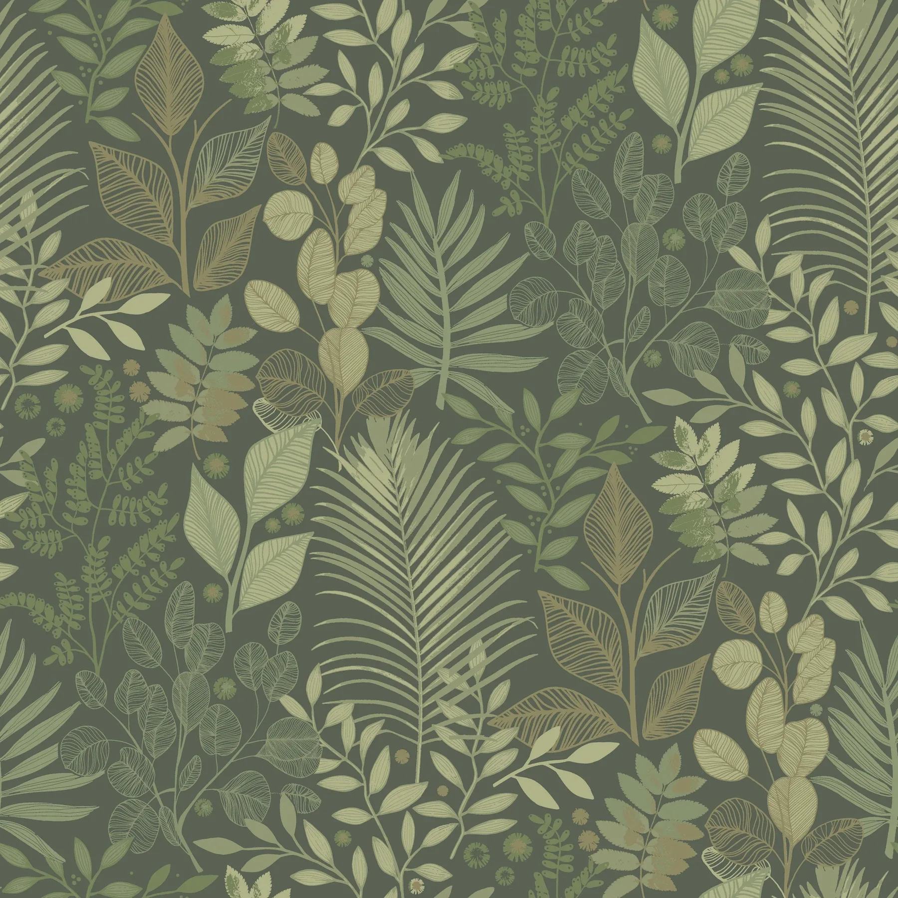 4201-20103 | Ängslycka Dark Green Forest Botanicals Wallpaper