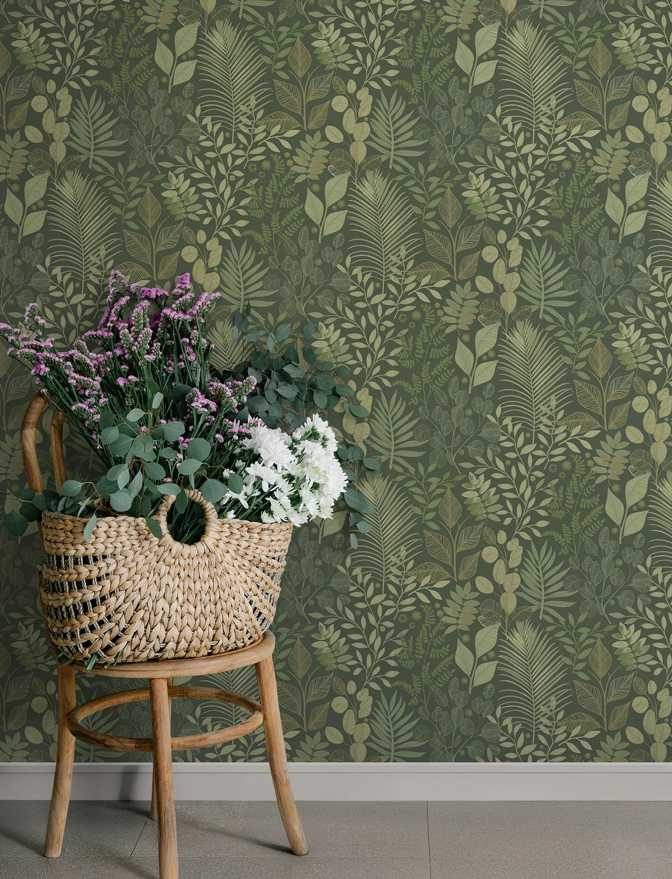A-Street Prints Ängslycka Dark Green Forest Botanicals Wallpaper | Wallpaper Twins A-Street Prints Ängslycka Dark Green Forest Botanicals Wallpaper - SKU 4201-20103