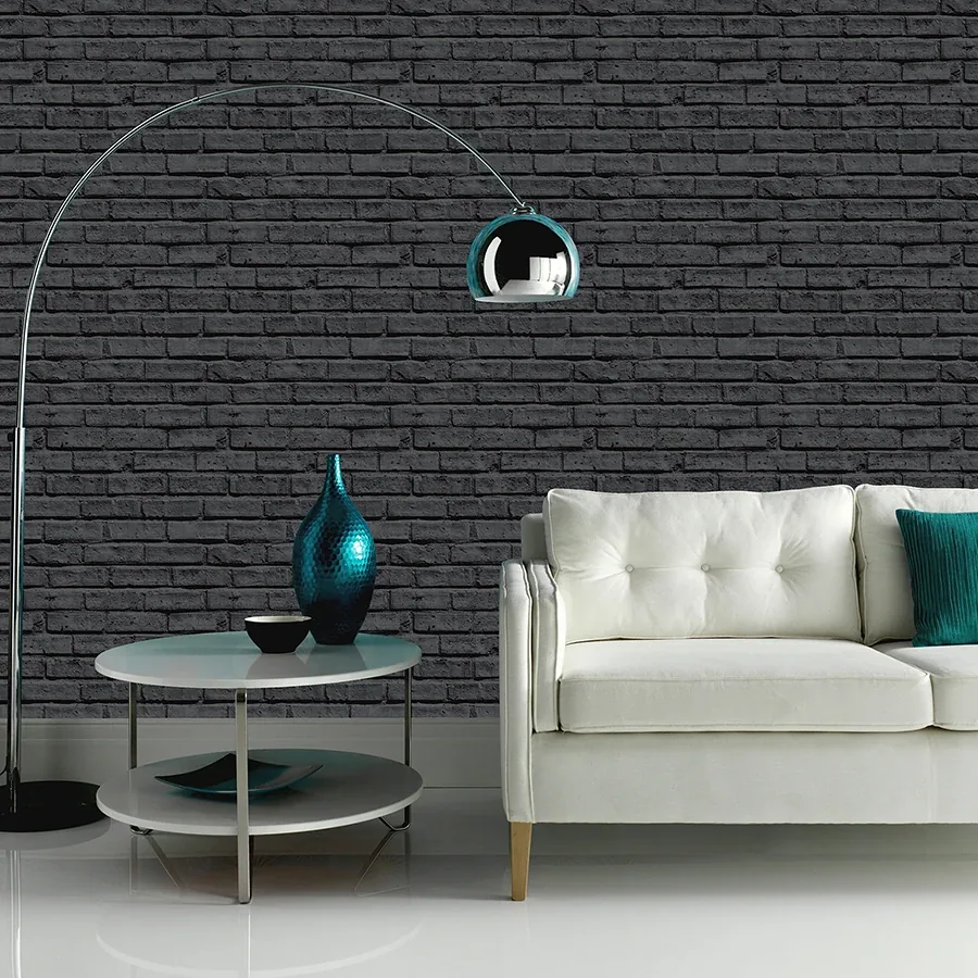 Brewster Home Fashions Abner Black Brick Wallpaper - SKU AH623007