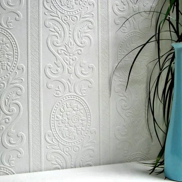 Brewster Home Fashions Ada White Paintable Textured Vinyl Wallpaper - SKU 437-RD750