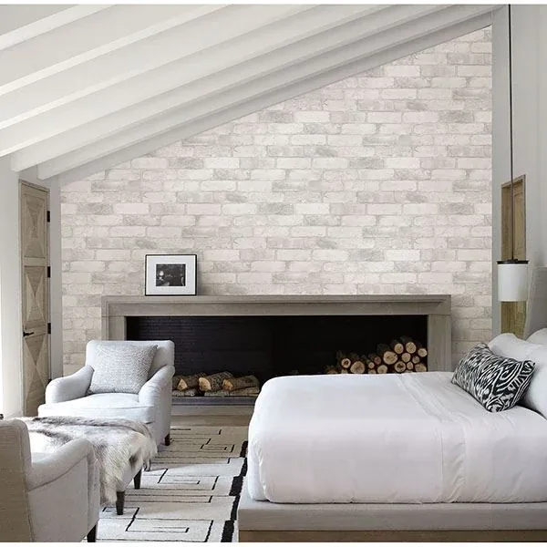 Brewster Home Fashions Adams White Reclaimed Bricks Wallpaper | Wallpaper Twins Brewster Home Fashions Adams White Reclaimed Bricks Wallpaper - SKU 2767-22321
