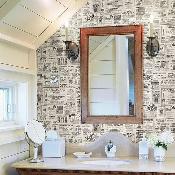 Brewster Home Fashions Adamstown Black Newspaper Wallpaper - SKU 3115-64272
