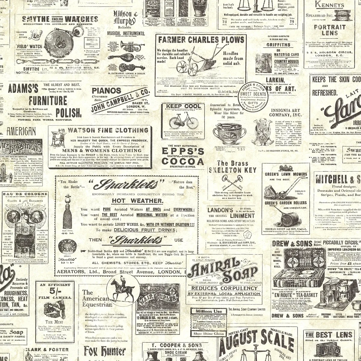 3123-64271 | Adamstown Cream Newspaper Classifieds Wallpaper