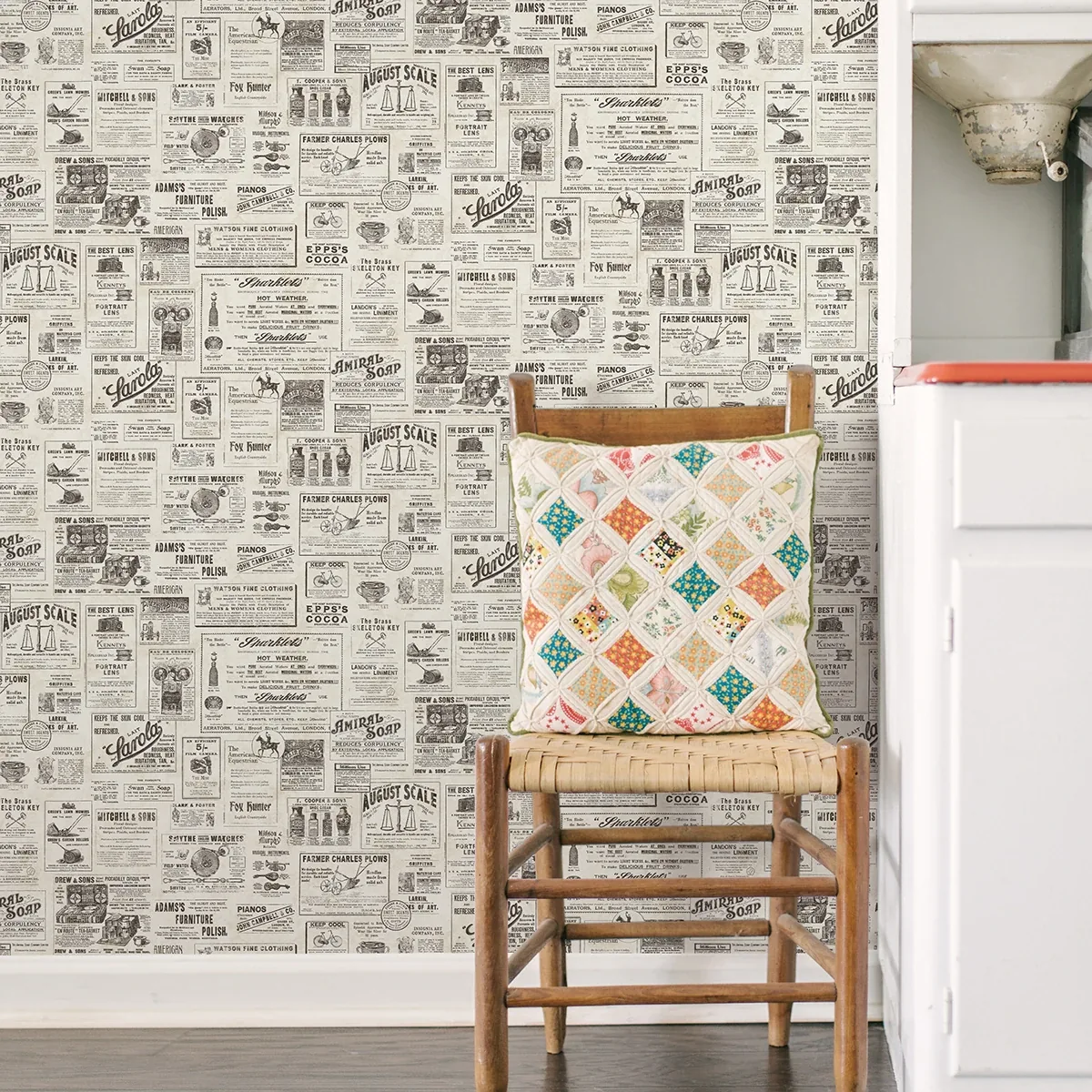 Brewster Home Fashions Adamstown Cream Newspaper Classifieds Wallpaper - SKU 3123-64271