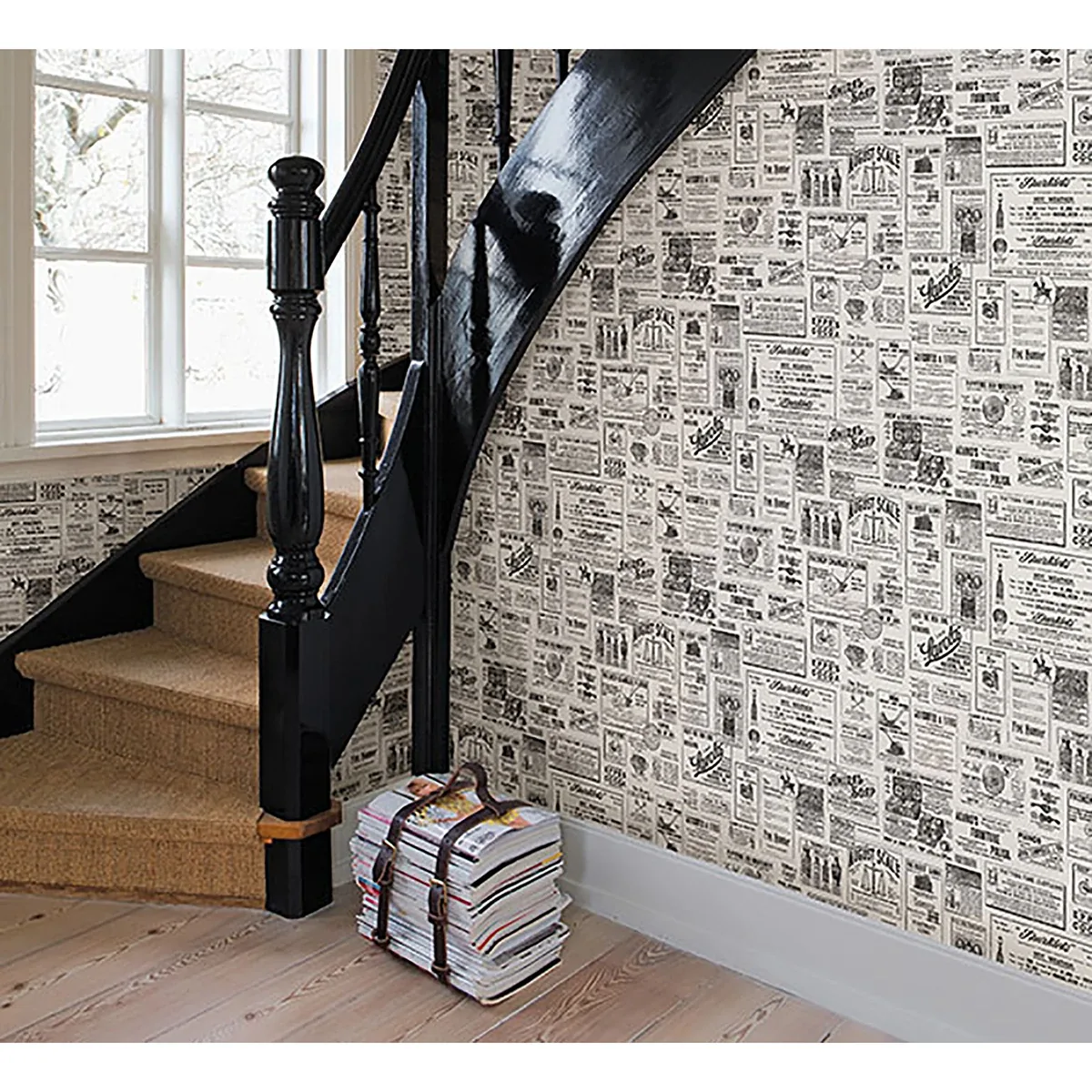 Brewster Home Fashions Adamstown Cream Newspaper Classifieds Wallpaper - SKU 3123-64271