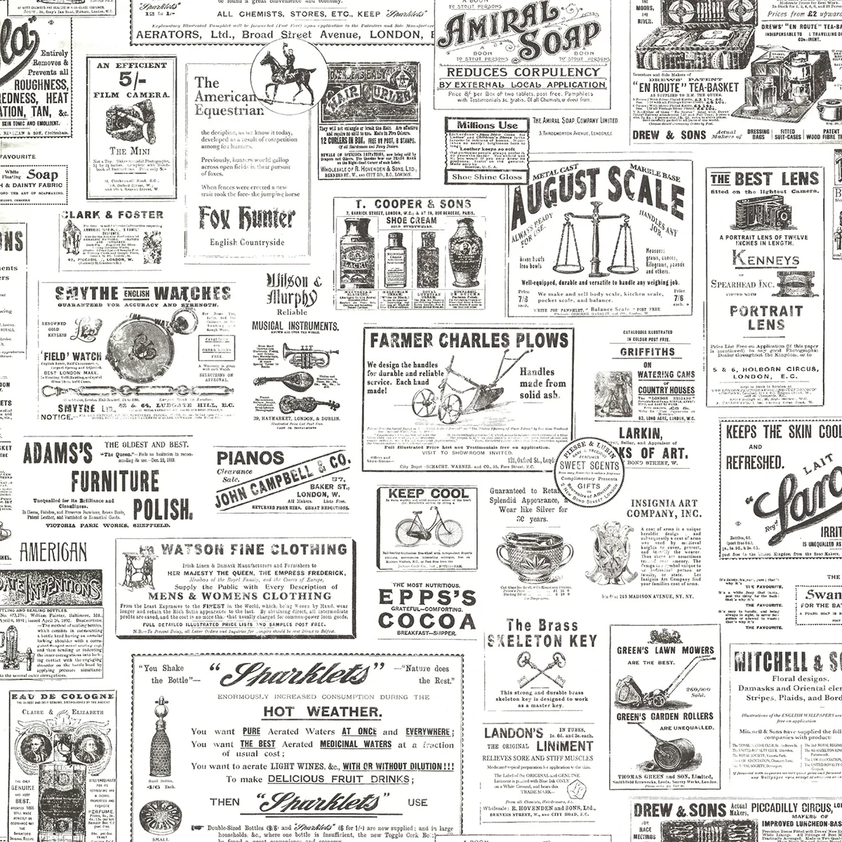 3123-64272 | Adamstown Ivory Newspaper Classifieds Wallpaper