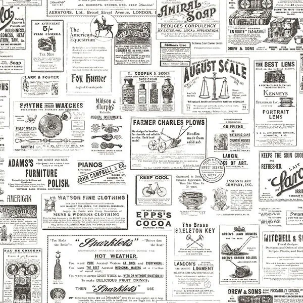 Brewster Home Fashions Adamstown Ivory Vintage Newspaper Wallpaper - SKU CTR64272