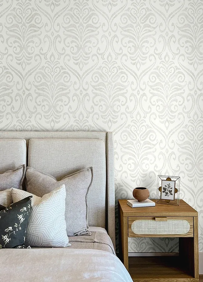 Brewster Home Fashions Adavu Dove Damask Wallpaper | Wallpaper Twins Brewster Home Fashions Adavu Dove Damask Wallpaper - SKU 4148-27437