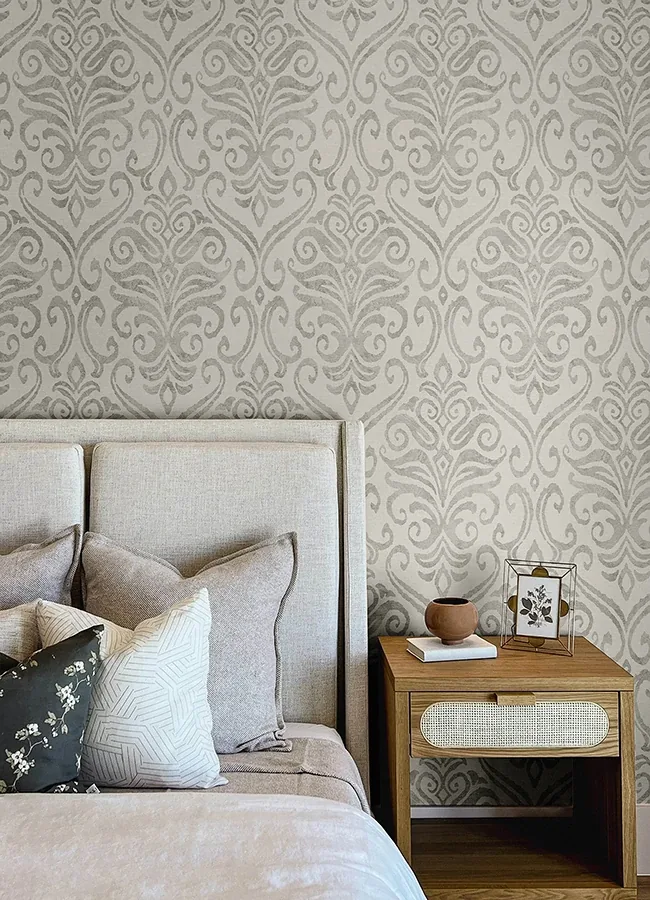 Brewster Home Fashions Adavu Grey Damask Wallpaper - SKU 4148-27439