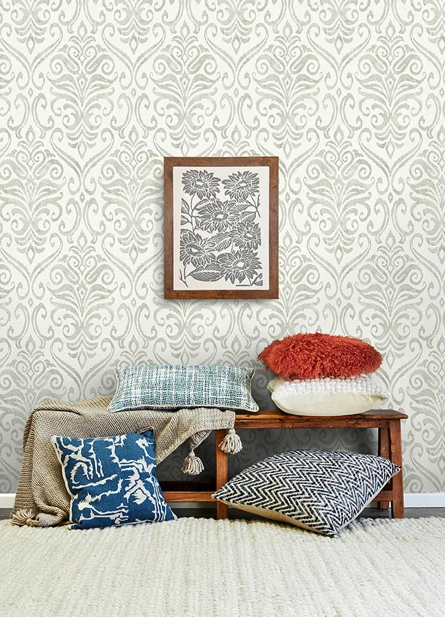 Brewster Home Fashions Adavu Sage Damask Wallpaper | Wallpaper Twins Brewster Home Fashions Adavu Sage Damask Wallpaper - SKU 4148-27441