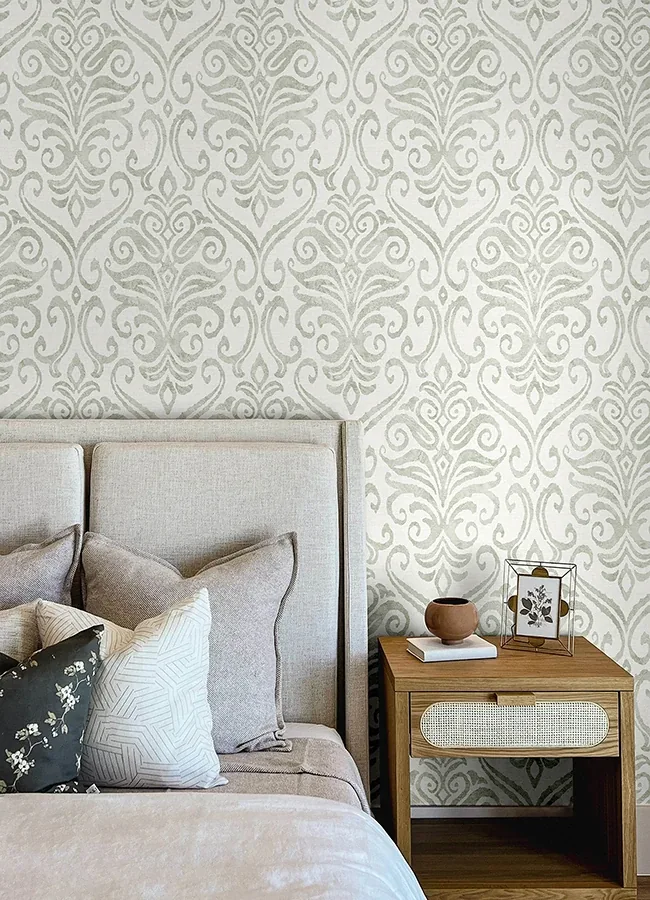 Brewster Home Fashions Adavu Sage Damask Wallpaper | Wallpaper Twins Brewster Home Fashions Adavu Sage Damask Wallpaper - SKU 4148-27441