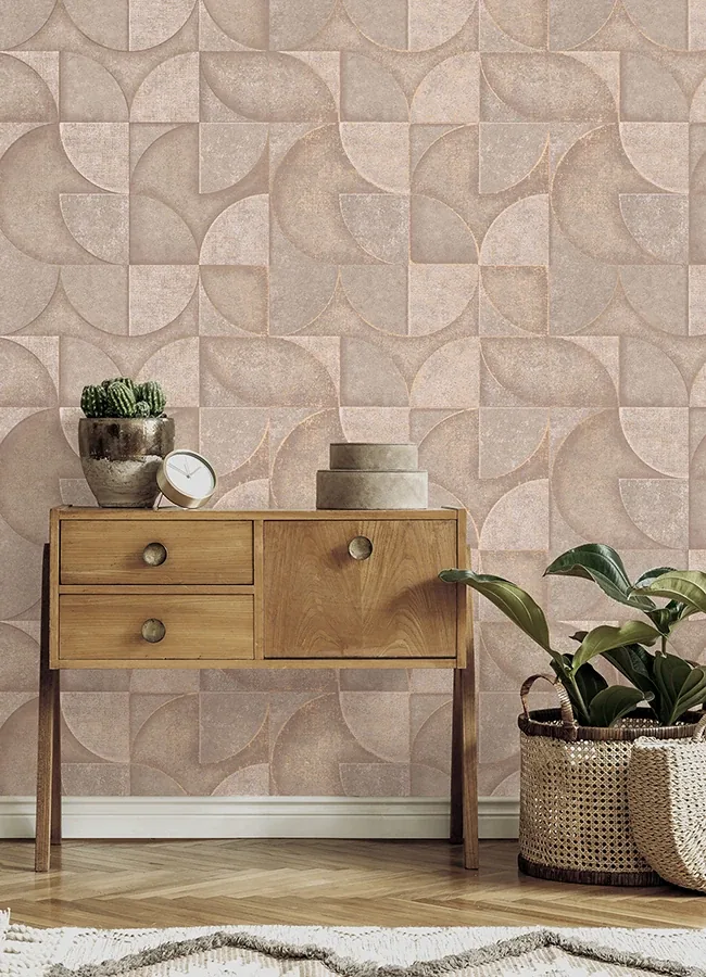 Brewster Home Fashions Addison Blush Retro Geo Wallpaper | Wallpaper Twins Brewster Home Fashions Addison Blush Retro Geo Wallpaper - SKU 4125-26748
