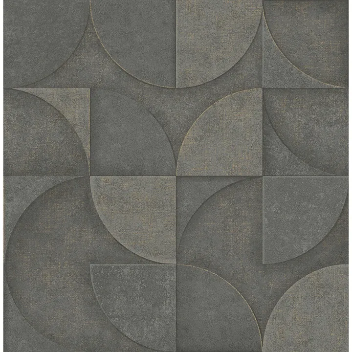 4125-26750 | Addison Charcoal Retro Geo Wallpaper