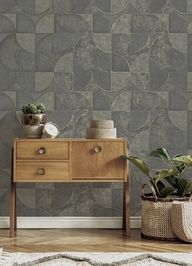 Brewster Home Fashions Addison Charcoal Retro Geo Wallpaper - SKU 4125-26750