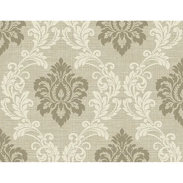 2765-BW40105 | Adela Neutral Twill Damask Wallpaper