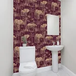 Brewster Home Fashions Adelia Maroon Elephant Grove Wallpaper | Wallpaper Twins Brewster Home Fashions Adelia Maroon Elephant Grove Wallpaper - SKU AH610701
