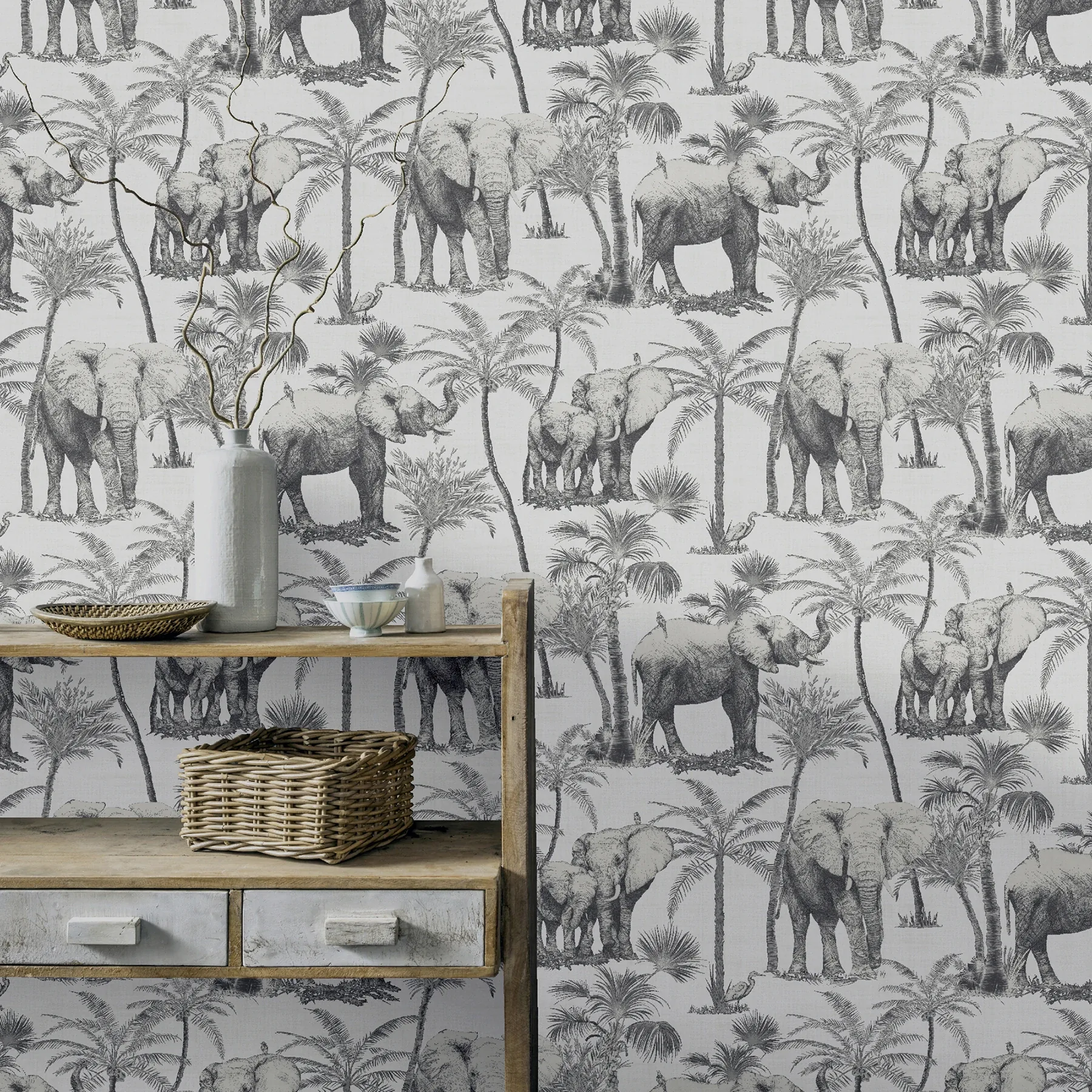 Brewster Home Fashions Adelia Neutral Elephant Grove Wallpaper - SKU AH296700