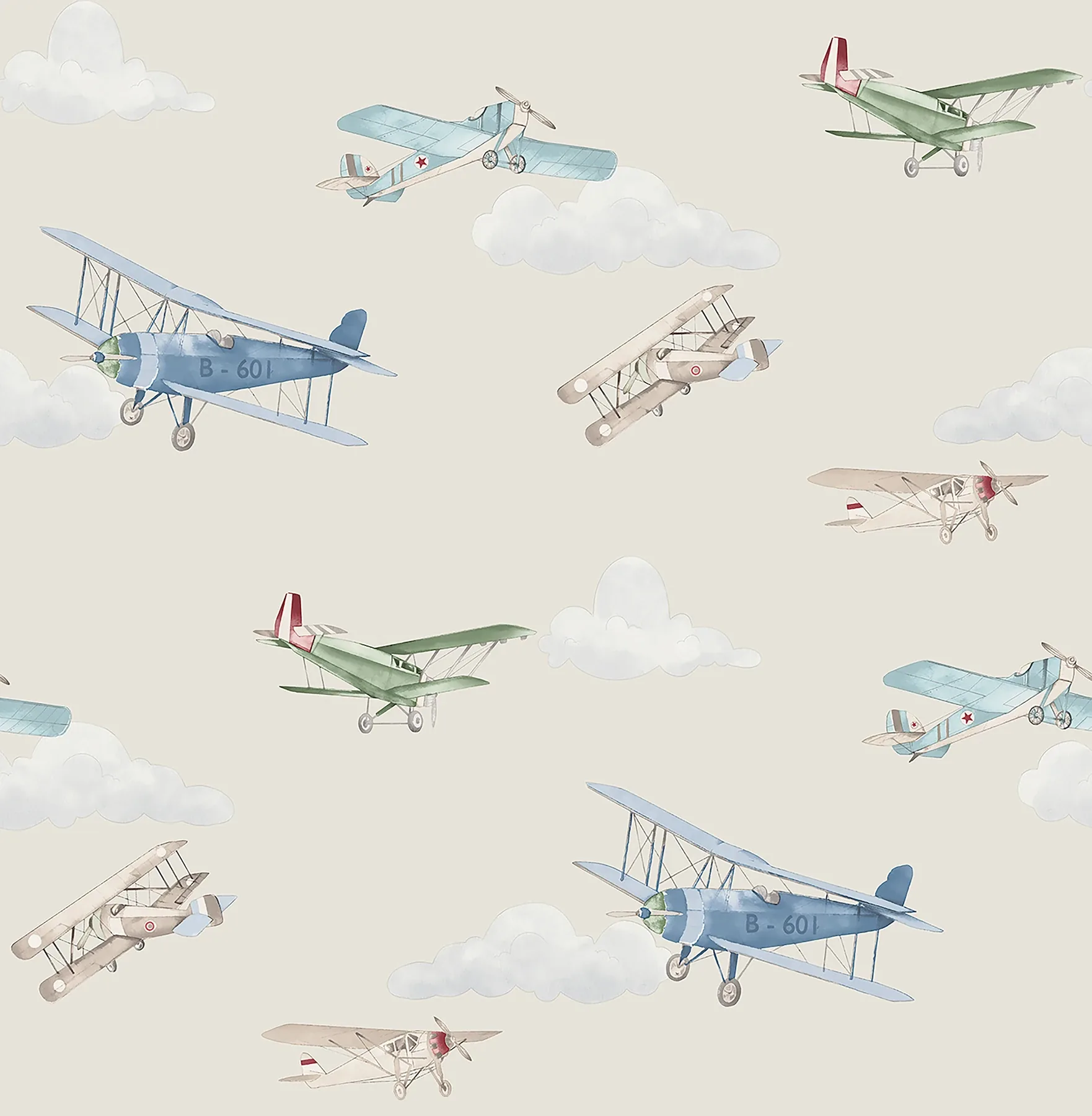 4203-27549 | Aeroplanes Beige Skies Wallpaper