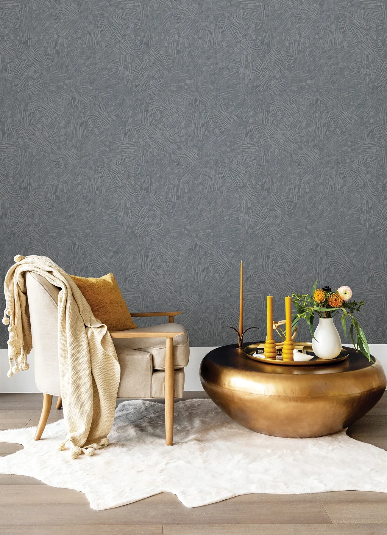 Brewster Home Fashions Agassiz Grey Burst Wallpaper - SKU 4082-382031