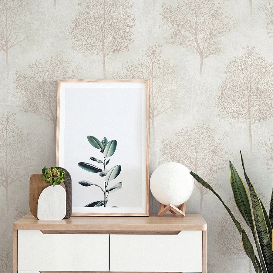 Brewster Home Fashions Agatha Beige Trees Wallpaper - SKU AH256702