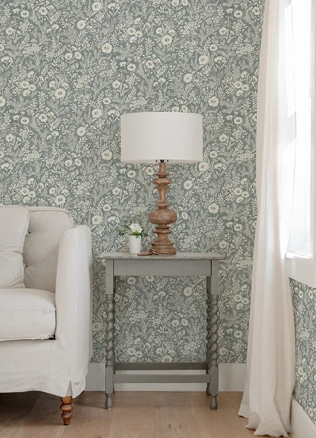 Brewster Home Fashions Agathon Blue Floral Wallpaper | Wallpaper Twins Brewster Home Fashions Agathon Blue Floral Wallpaper - SKU 4072-70051