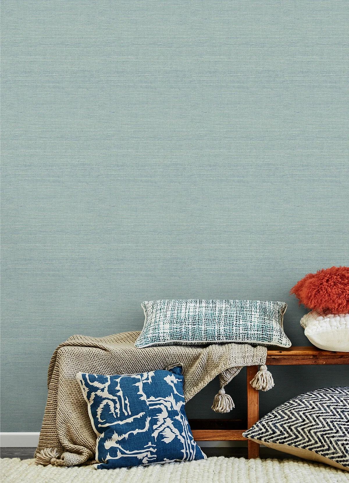 Brewster Home Fashions Agave Aqua Faux Grasscloth Wallpaper | Wallpaper Twins Brewster Home Fashions Agave Aqua Faux Grasscloth Wallpaper - SKU 3124-24282