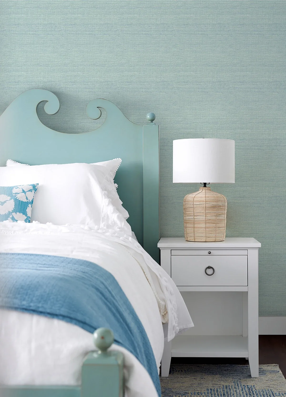 Brewster Home Fashions Agave Aqua Faux Grasscloth Wallpaper | Wallpaper Twins Brewster Home Fashions Agave Aqua Faux Grasscloth Wallpaper - SKU 3124-24282