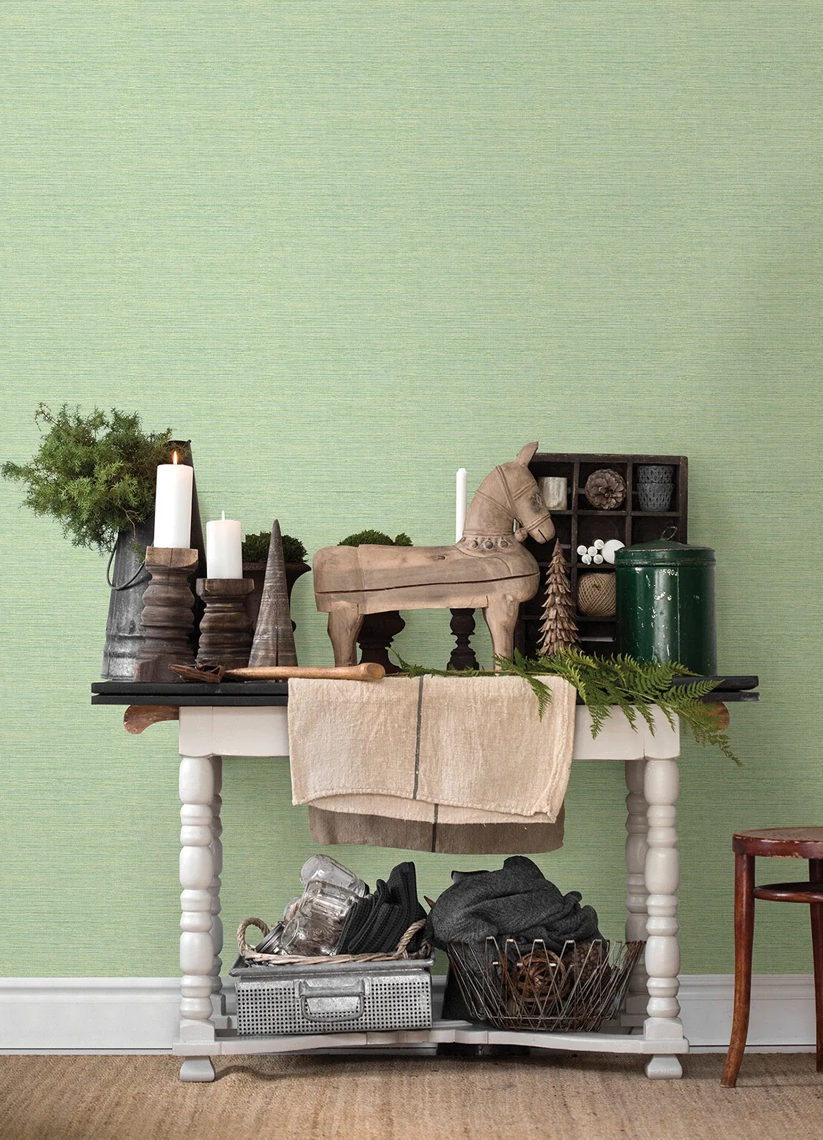 Brewster Home Fashions Agave Green Faux Grasscloth Wallpaper - SKU 3124-24284