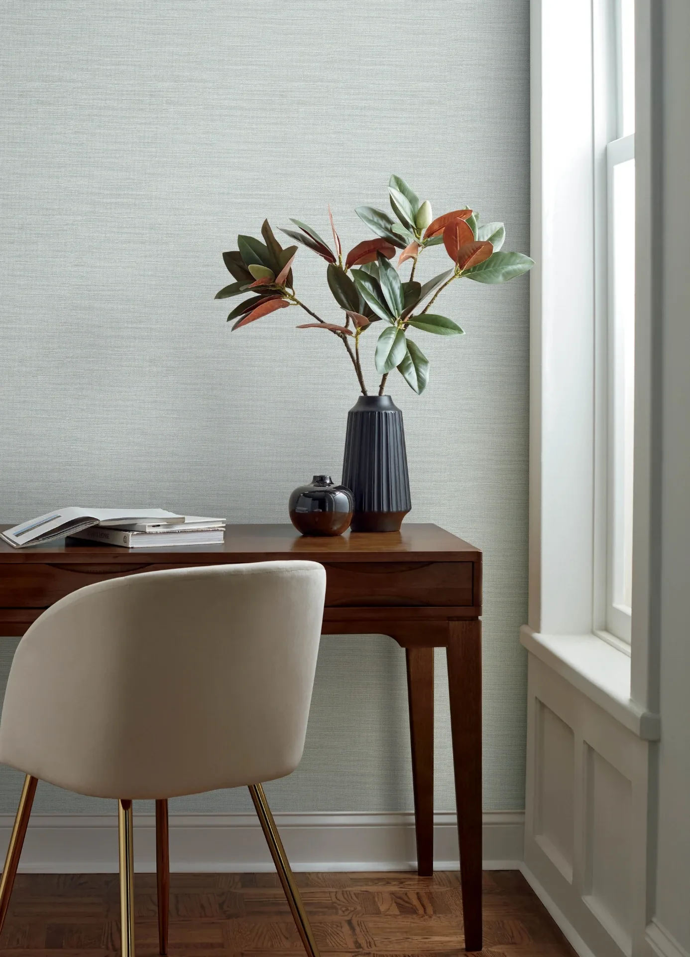 Brewster Home Fashions Agave Light Blue Faux Grasscloth Wallpaper | Wallpaper Twins Brewster Home Fashions Agave Light Blue Faux Grasscloth Wallpaper - SKU 4169-24278
