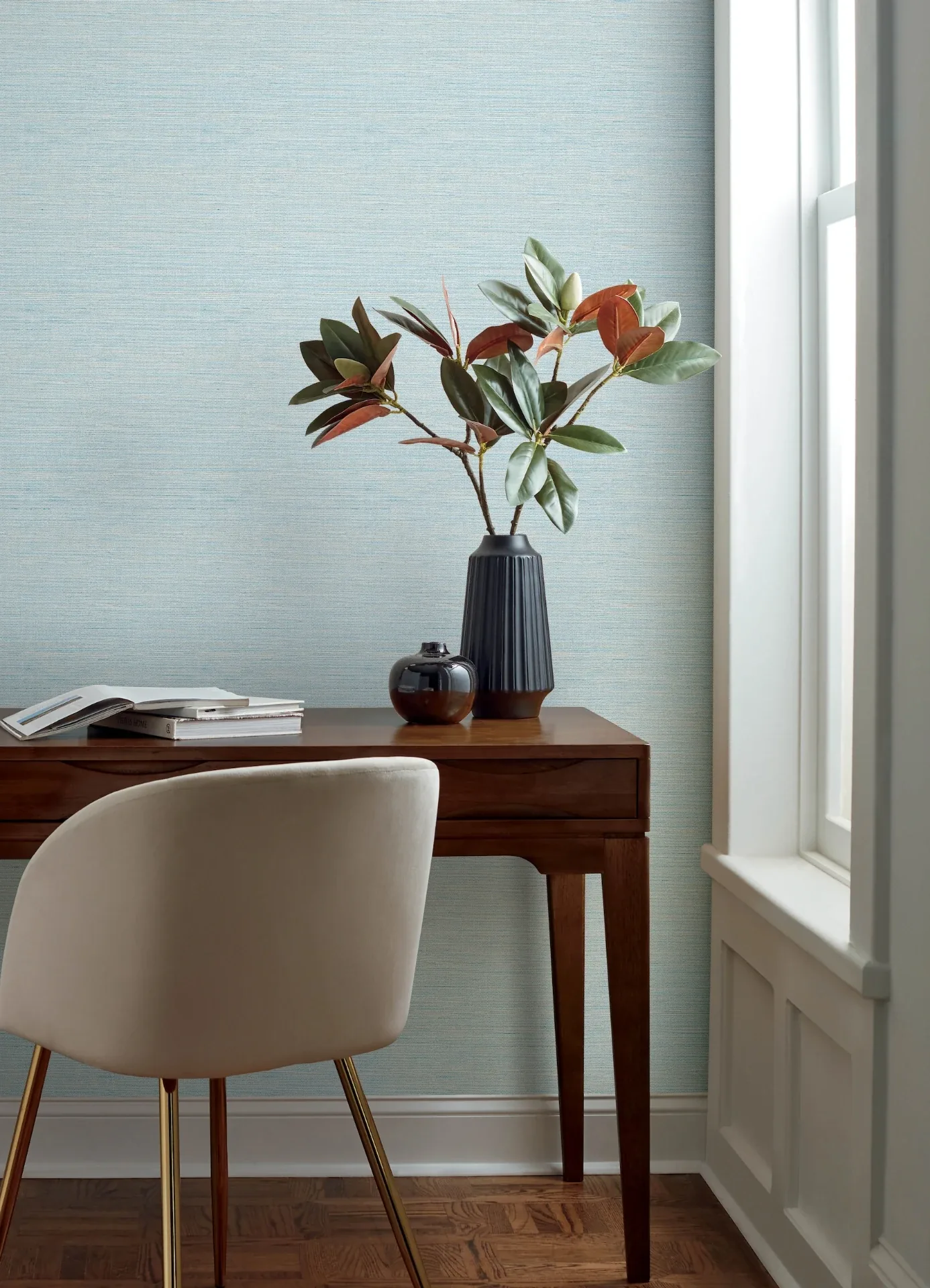 Brewster Home Fashions Agave Sky Blue Faux Grasscloth Wallpaper - SKU 4169-24283